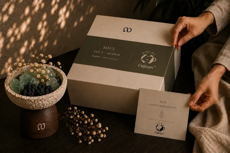 Hands with a within gift box and a partner appreciation note