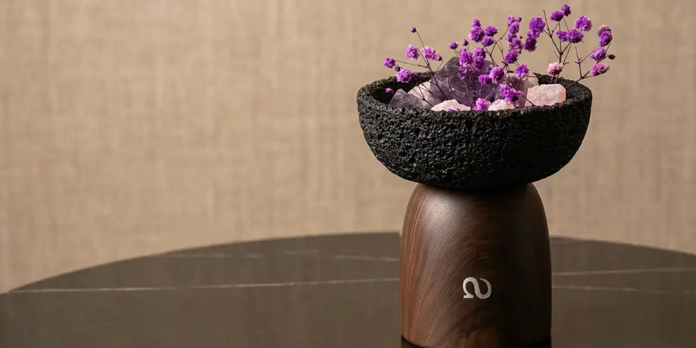 still ritual set with crystals and botanicals